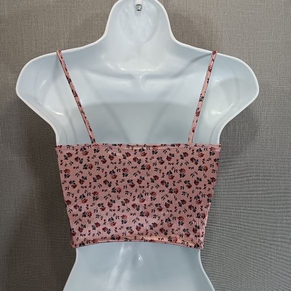 Aeropostale Satin Crop Top Pink Rose Floral Size Small Y2K Hipster Barbiecore - Picture 5 of 8